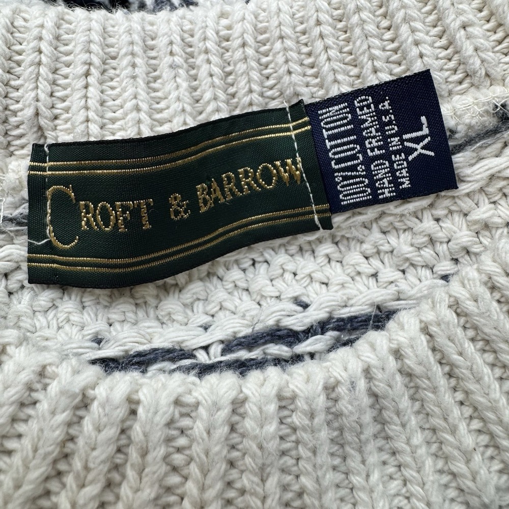 Croft & Barrow Sweater Men's XL Vintage‎ USA Made Hand Framed Cotton Fisherman - Picture 3 of 11
